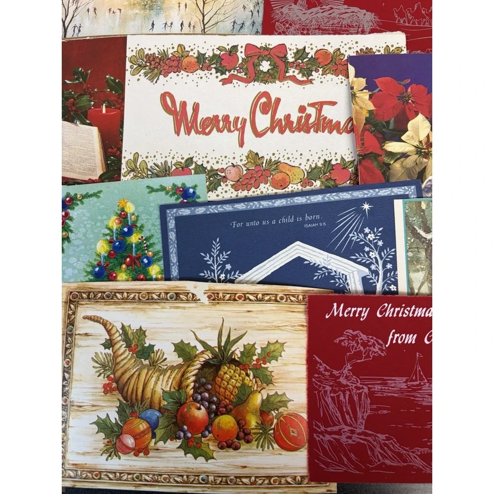 Vintage Christmas Cards Fronts ONLY Traditional Scrapbooking Decoupage Lot 50+